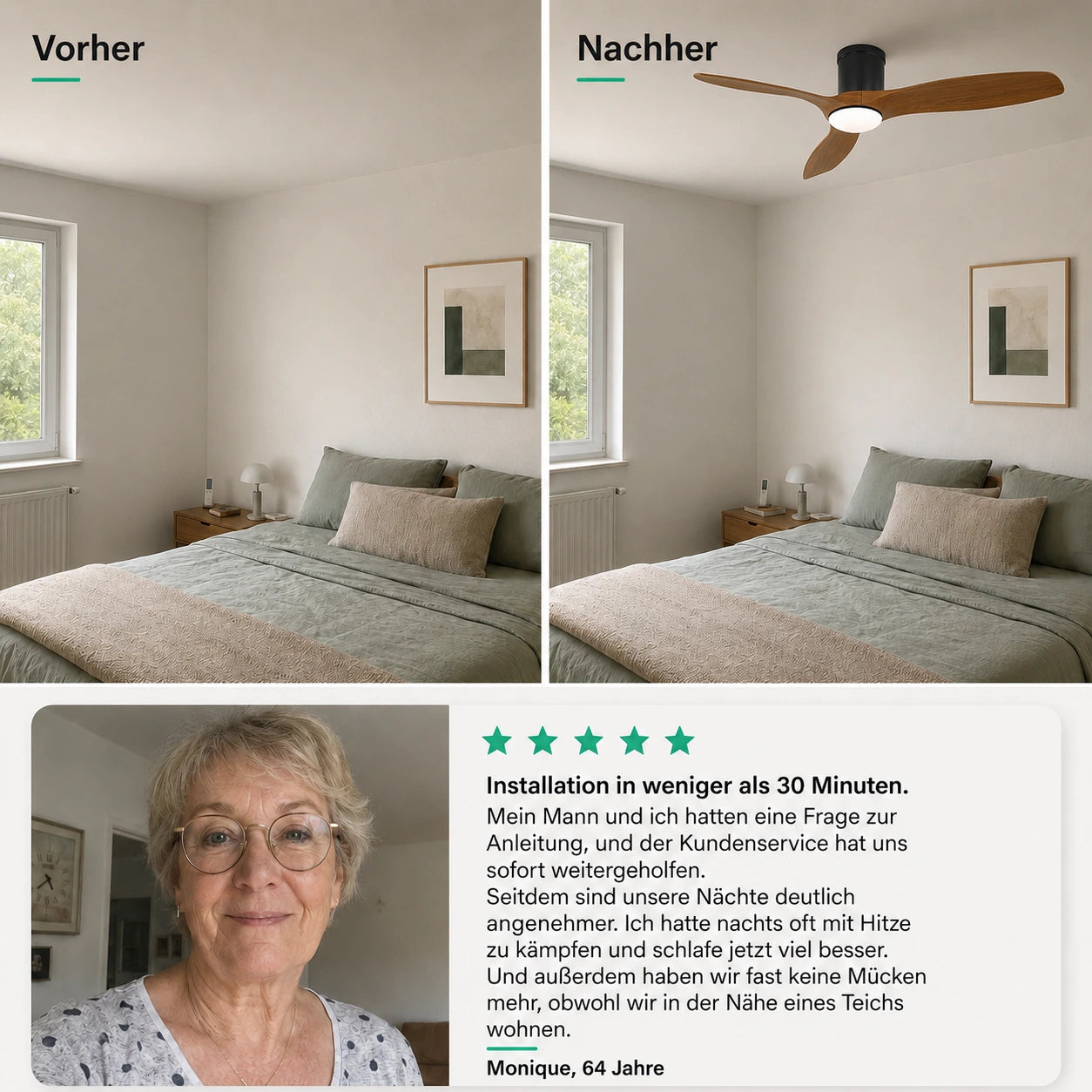 Ein gleichmäßiger Luftstrom, ohne unangenehme Zugluft