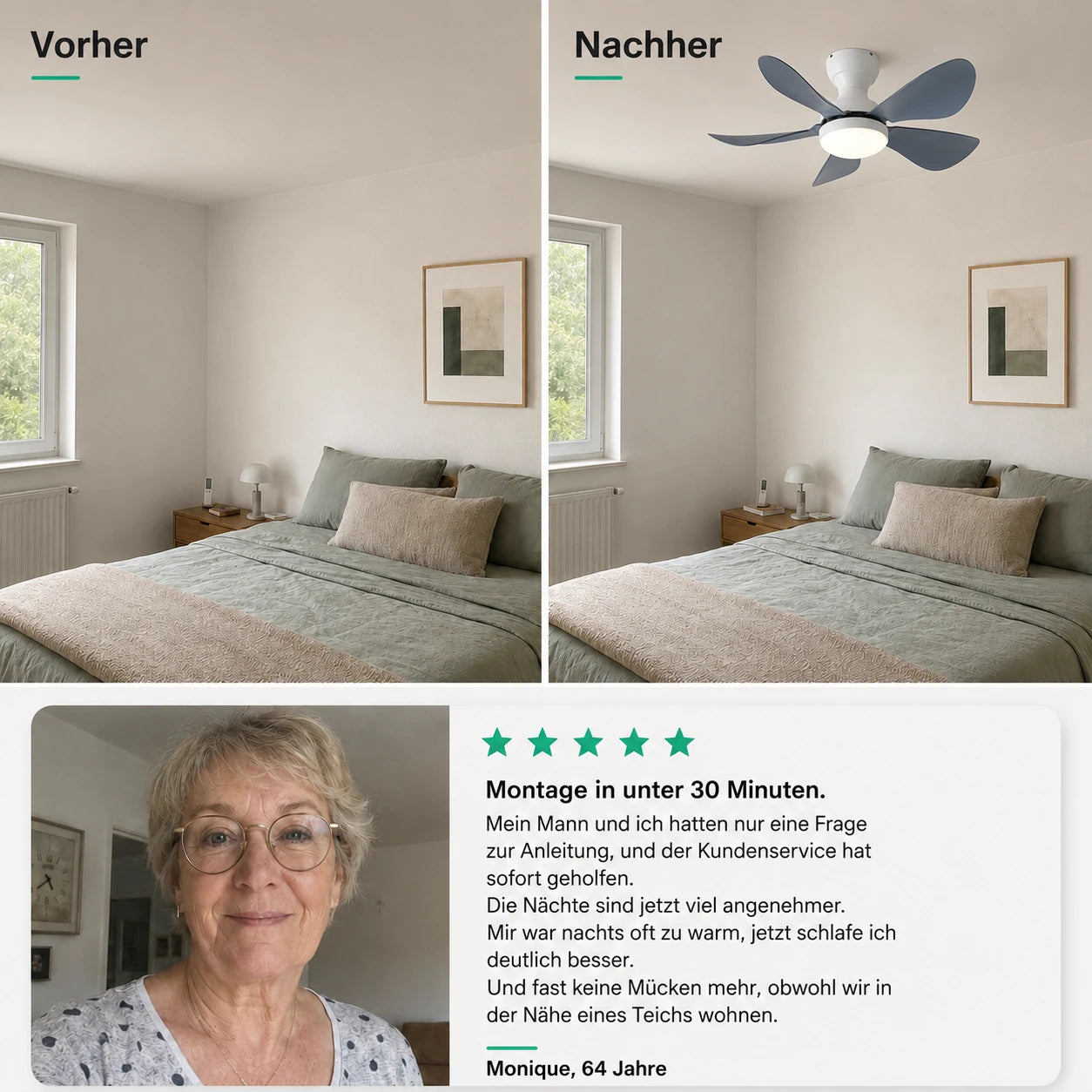 Ein gleichmäßiger Luftstrom, ohne unangenehme Zugluft
