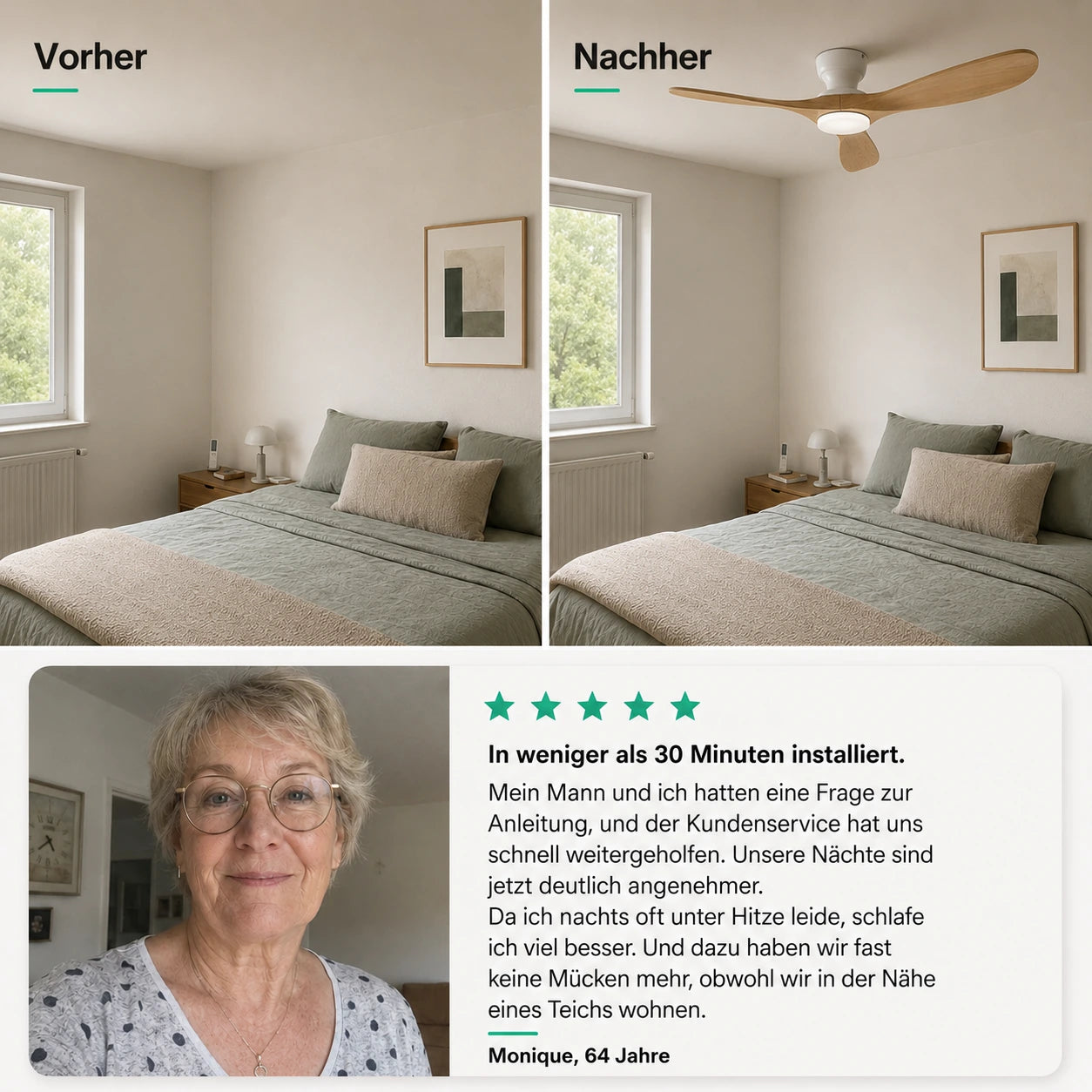 Ein gleichmäßiger Luftstrom, ohne unangenehme Zugluft